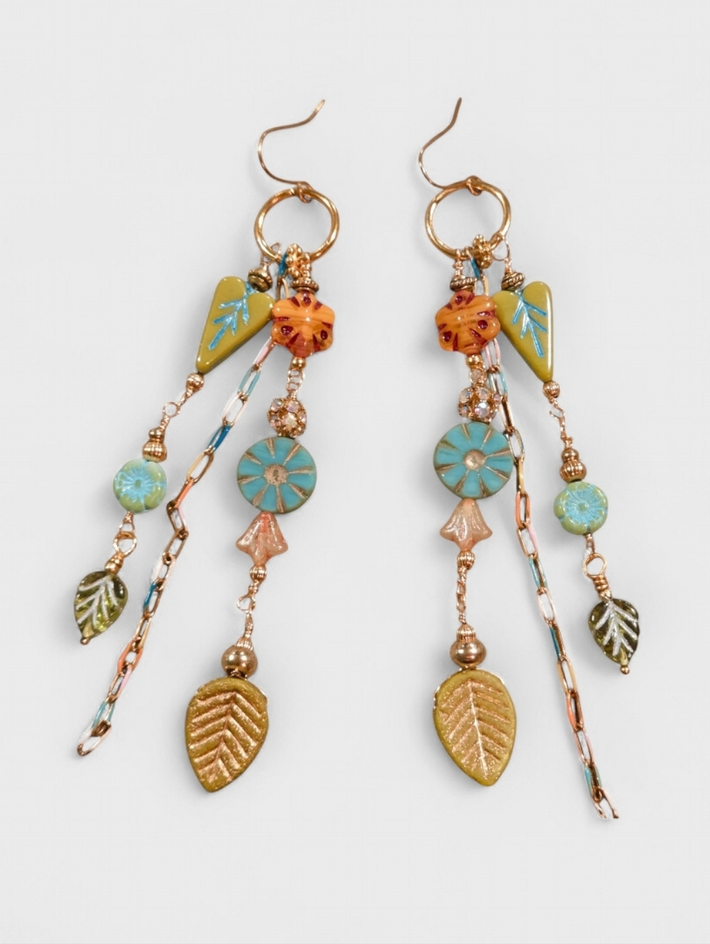 Farm Rio Style Festival Summer Tripical Boho Flower Heart Leaf Earrings Jewelry